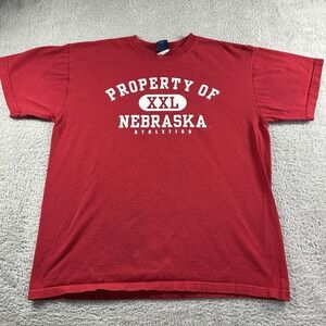 Nebraska Athletics Vintage Shirt Mens Medium Red Graphic Spell‎ Out Sports Retro